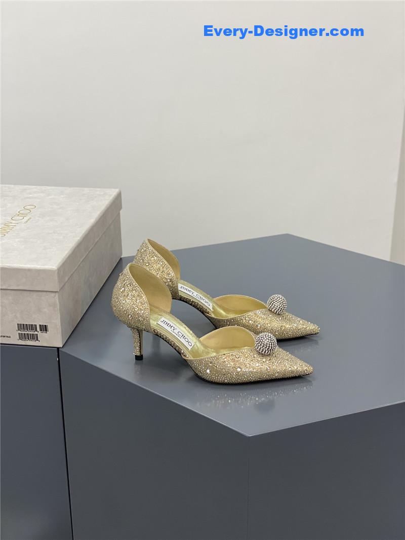 Jimmy Choo jc high-heeled crystal slipper shoes