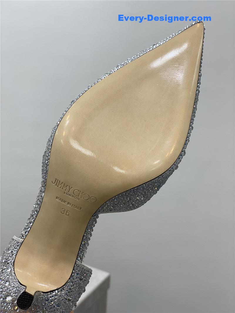 J1m*y Ch00 jc high-heeled crystal slipper shoes