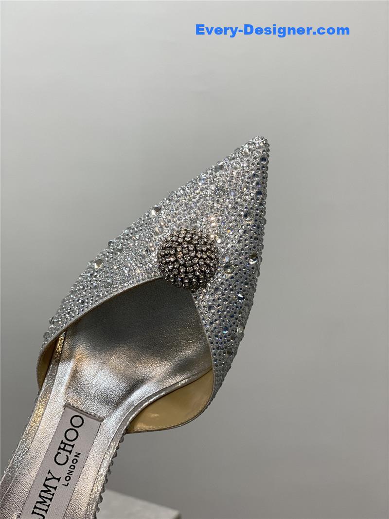 J1m*y Ch00 jc high-heeled crystal slipper shoes