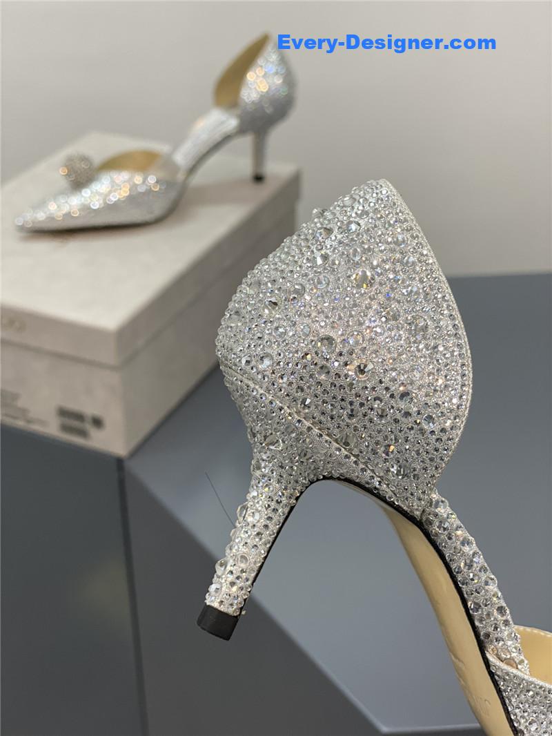 J1m*y Ch00 jc high-heeled crystal slipper shoes