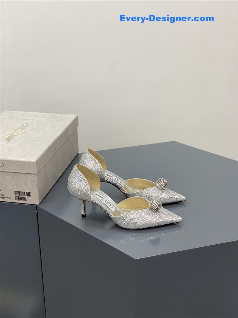 Jimmy Choo jc high-heeled crystal slipper shoes