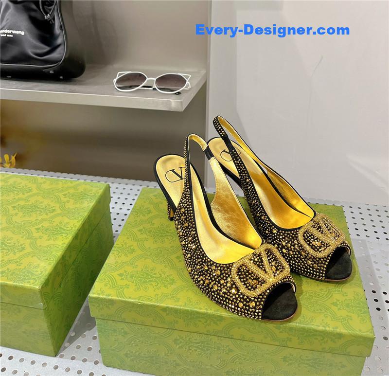 valentino diamond V buckle high heel sandals