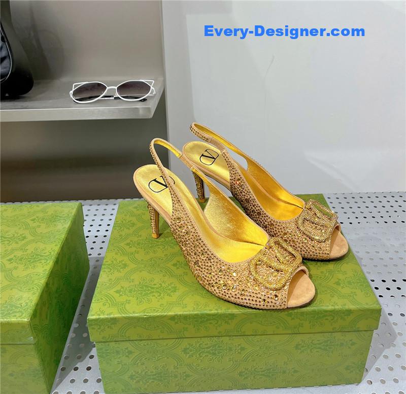 valentino diamond V buckle high heel sandals