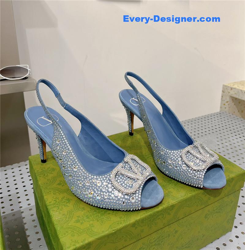 valentino diamond V buckle high heel sandals