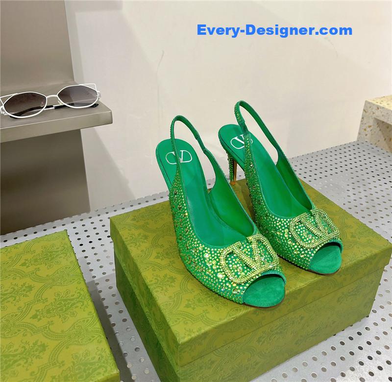 valentino diamond V buckle high heel sandals