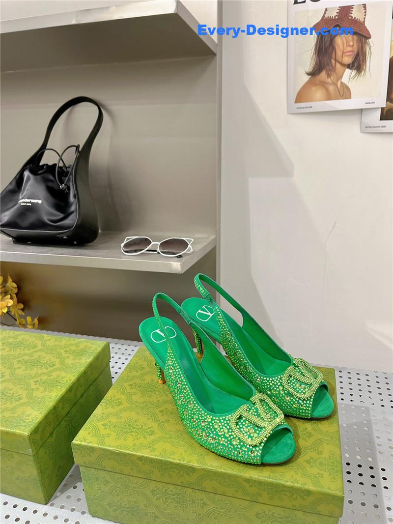 valentino diamond V buckle high heel sandals