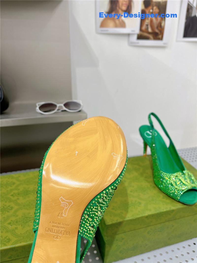 valentino diamond V buckle high heel sandals