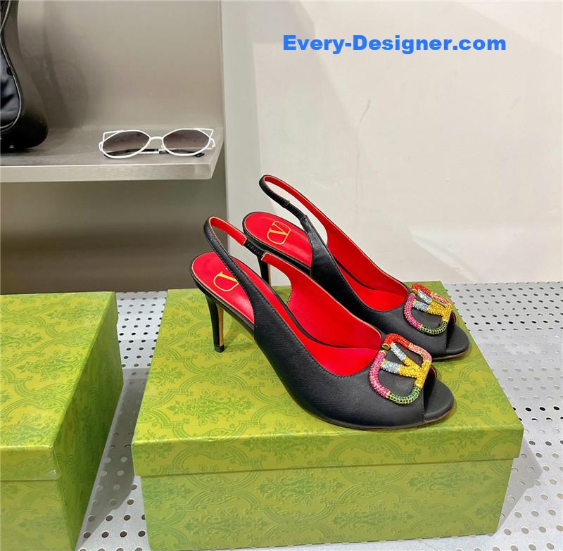 valentino diamond V buckle high heel sandals