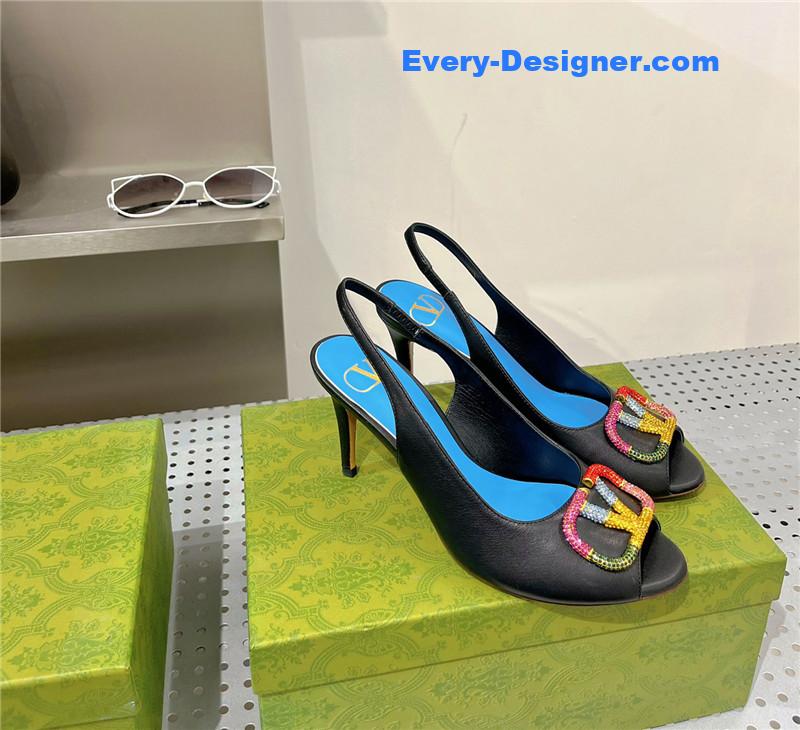 valentino diamond V buckle high heel sandals