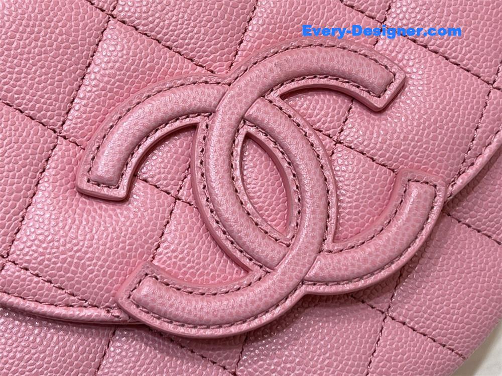 Ch**el haas lychee leather pink saddle bag