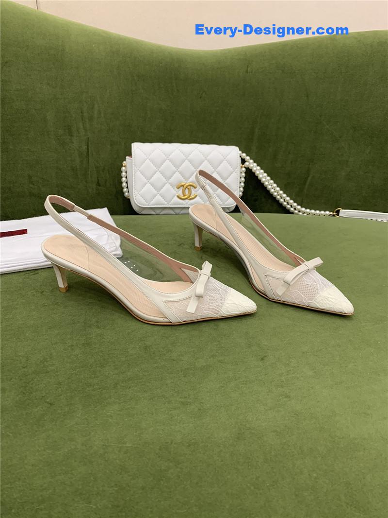 valentino new lace pointed toe back empty shoes