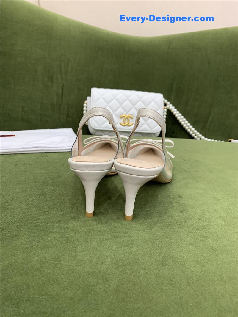 Va1e*ntin0 new lace pointed toe back empty shoes