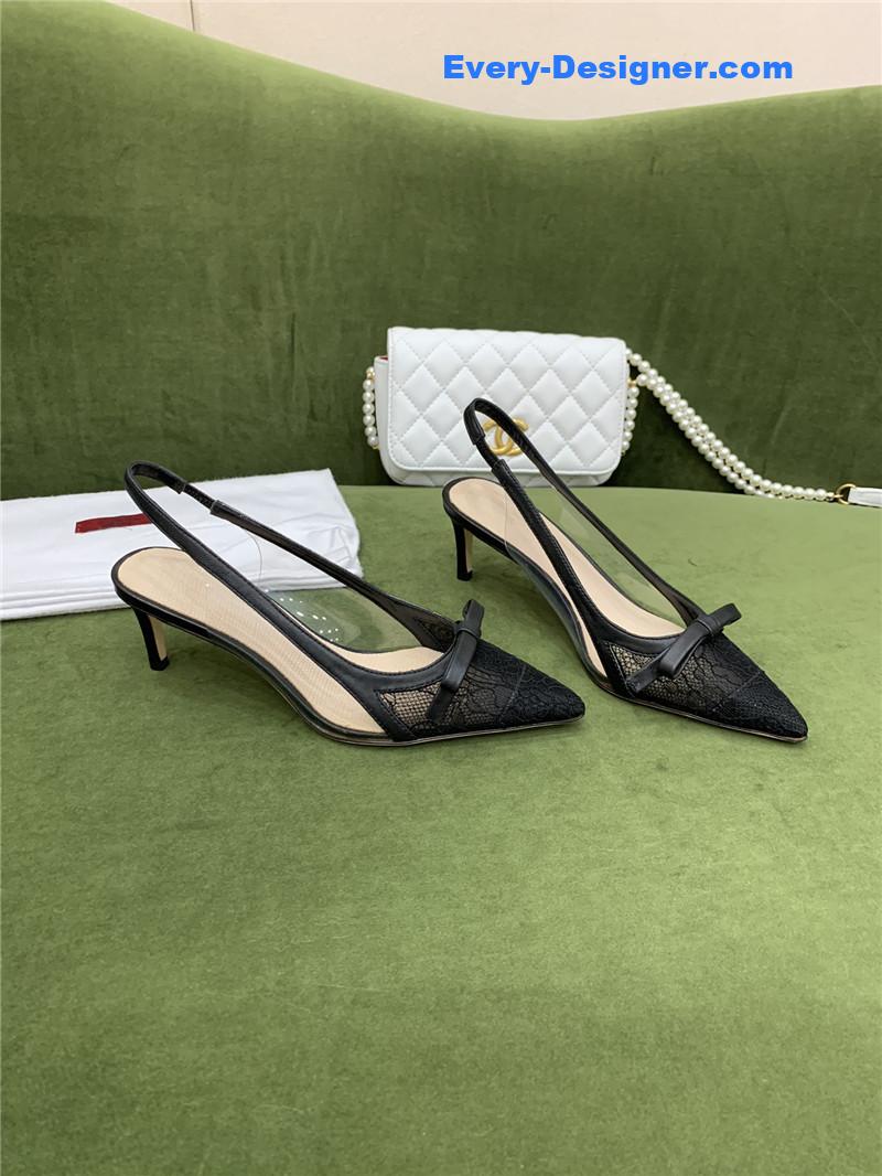 valentino new lace pointed toe back empty shoes
