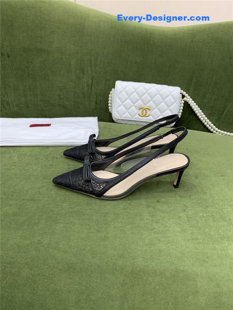 Va1e*ntin0 new lace pointed toe back empty shoes