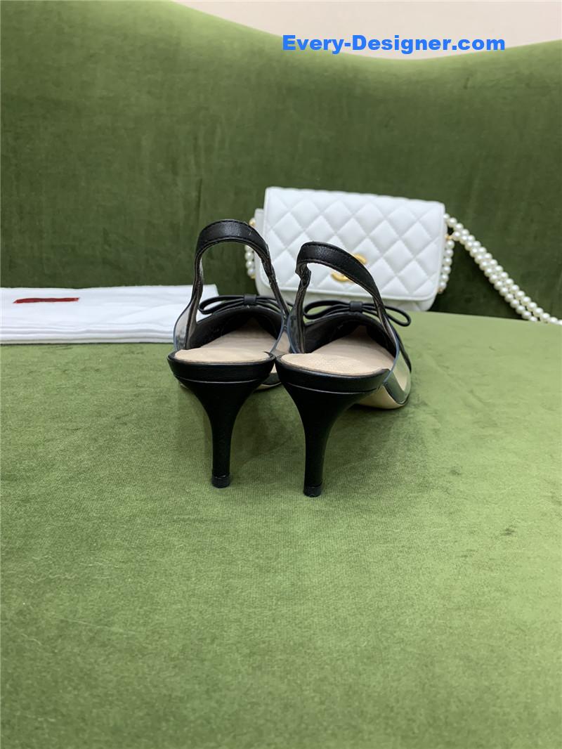 Va1e*ntin0 new lace pointed toe back empty shoes