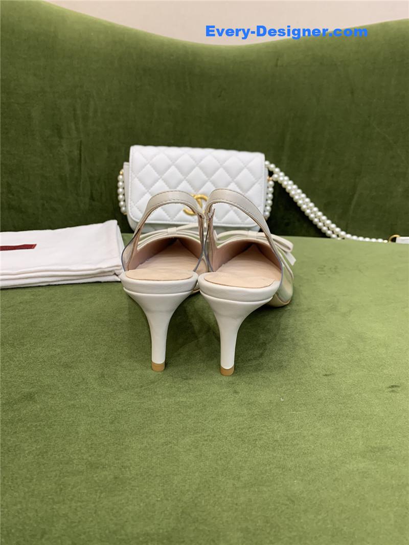 Va1e*ntin0 new lace pointed toe back empty shoes