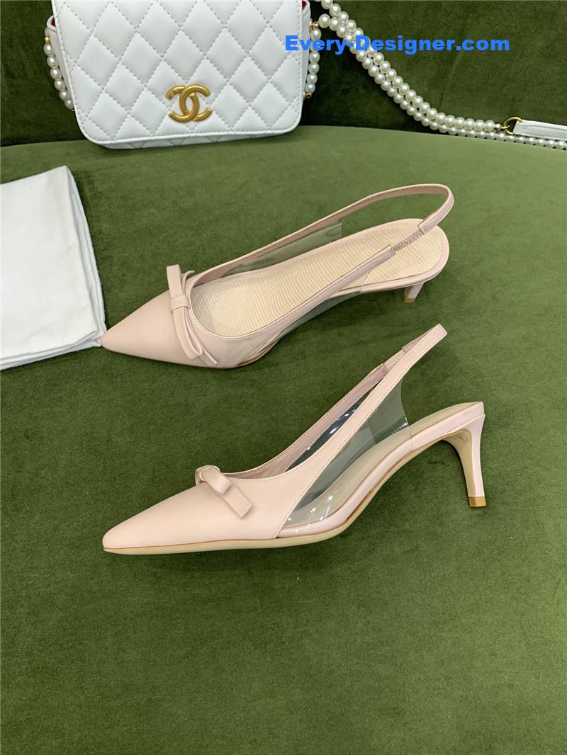 Va1e*ntin0 new lace pointed toe back empty shoes