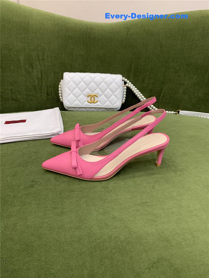 Va1e*ntin0 new lace pointed toe back empty shoes