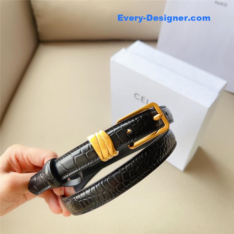 celine TRIOMPHE Medium Logo Print Belt in Calfskin