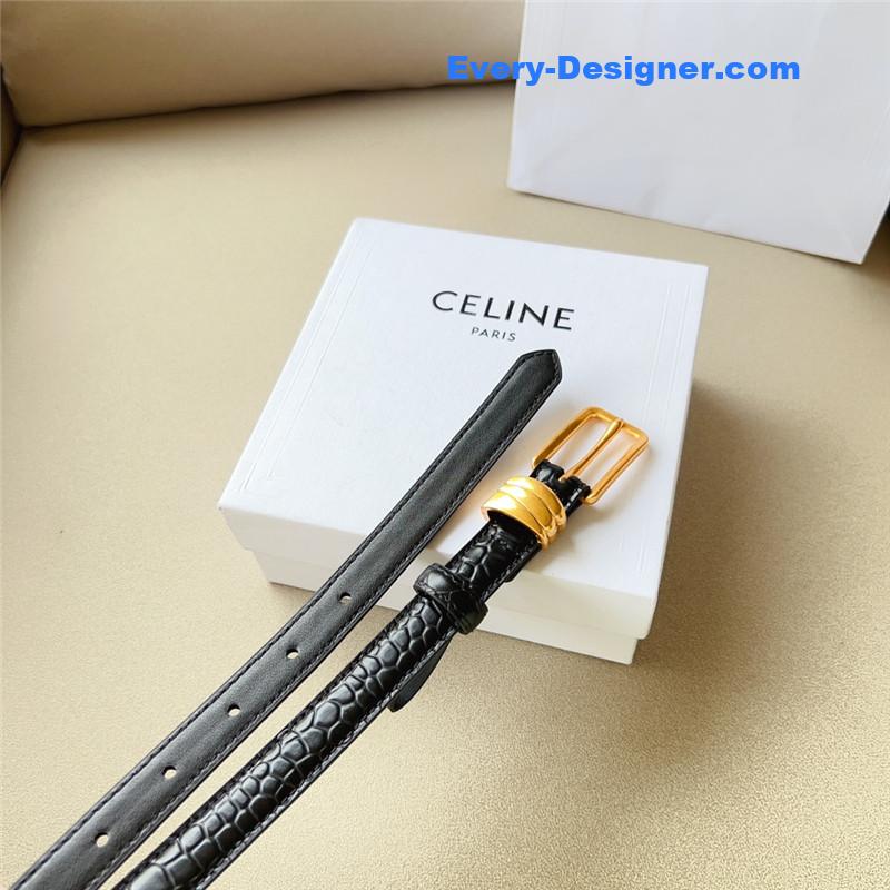 celine TRIOMPHE Medium Logo Print Belt in Calfskin