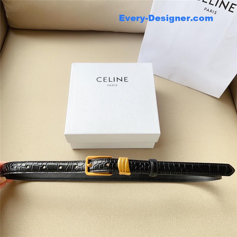 celine TRIOMPHE Medium Logo Print Belt in Calfskin