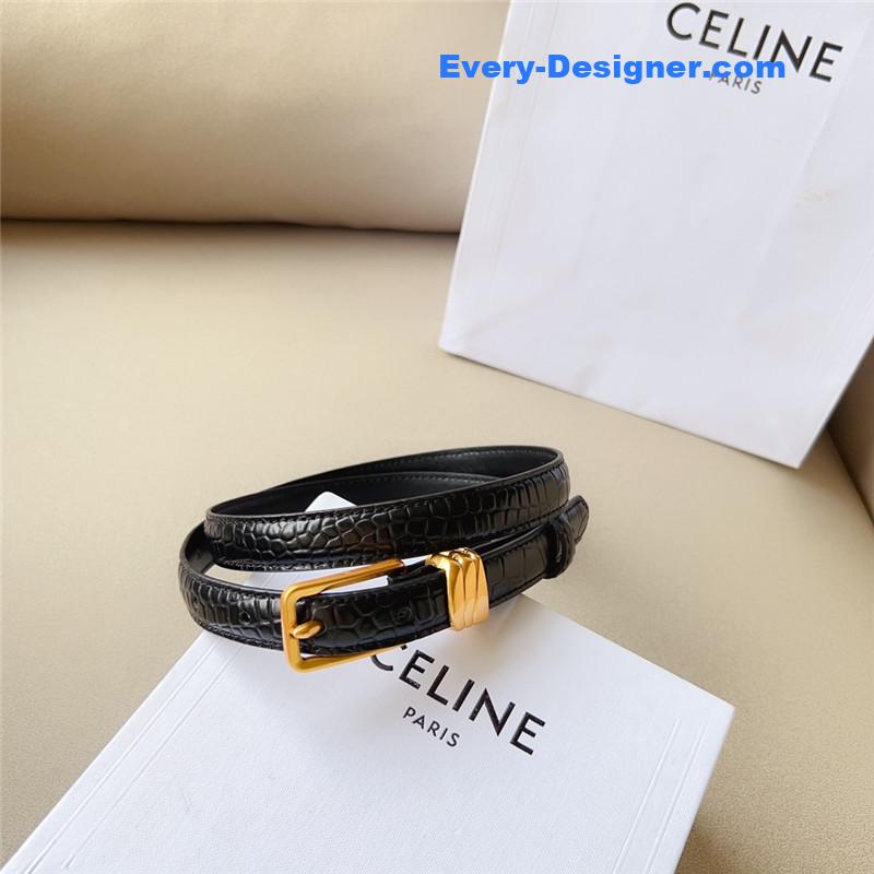 celine TRIOMPHE Medium Logo Print Belt in Calfskin