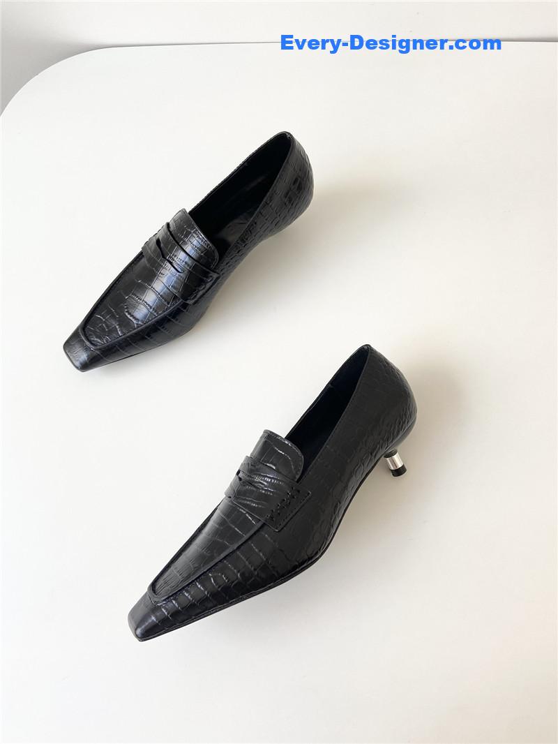 celine vintage square toe metal heel mules