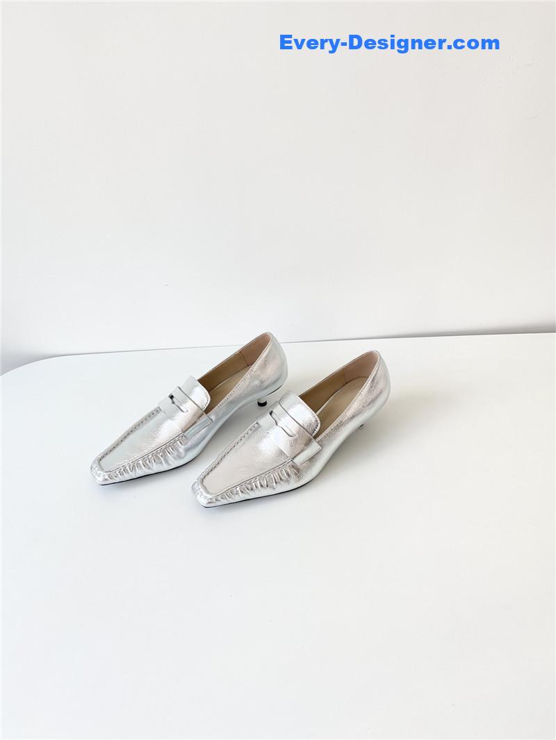 celine vintage square toe metal heel mules