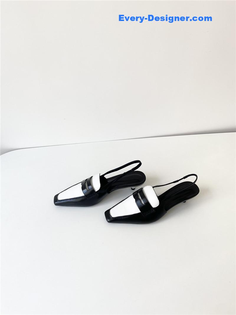 celine vintage square toe metal heel mules