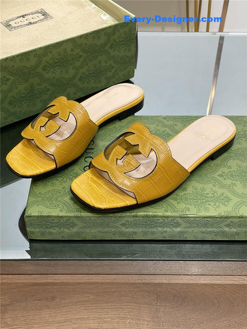 Gucci logo GG cutout slippers