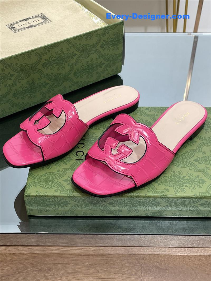 Gucci logo GG cutout slippers