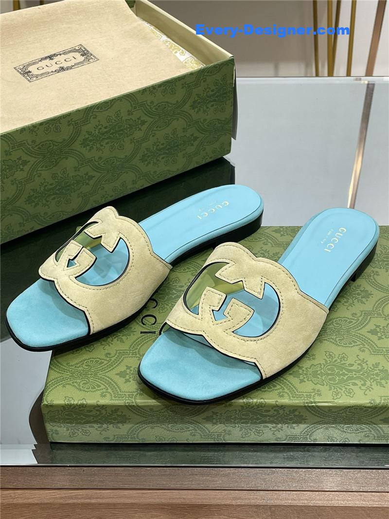 Gucci logo GG cutout slippers