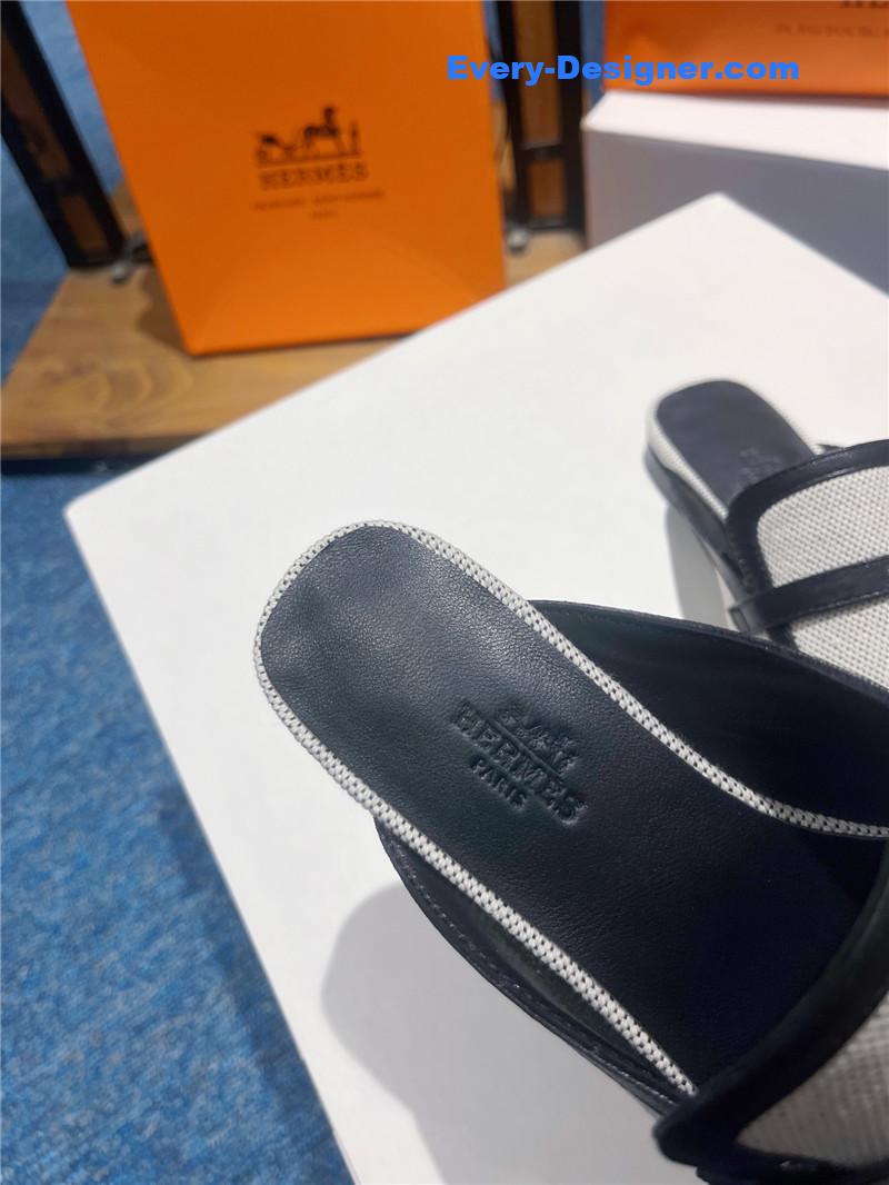 H**me5 square toe h buckle mules half slippers