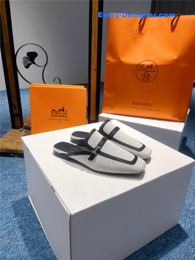 H**me5 square toe h buckle mules half slippers