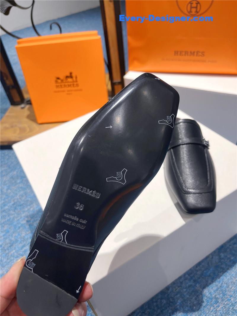 H**me5 square toe h buckle mules half slippers