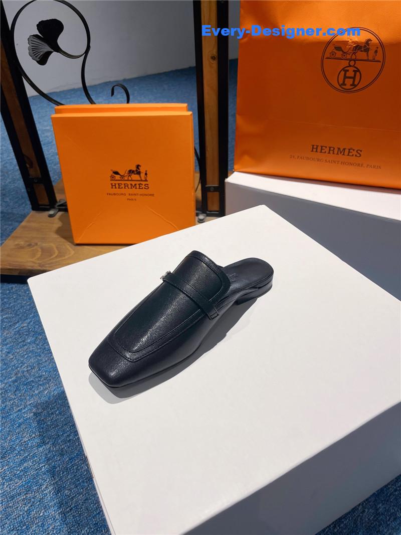 H**me5 square toe h buckle mules half slippers