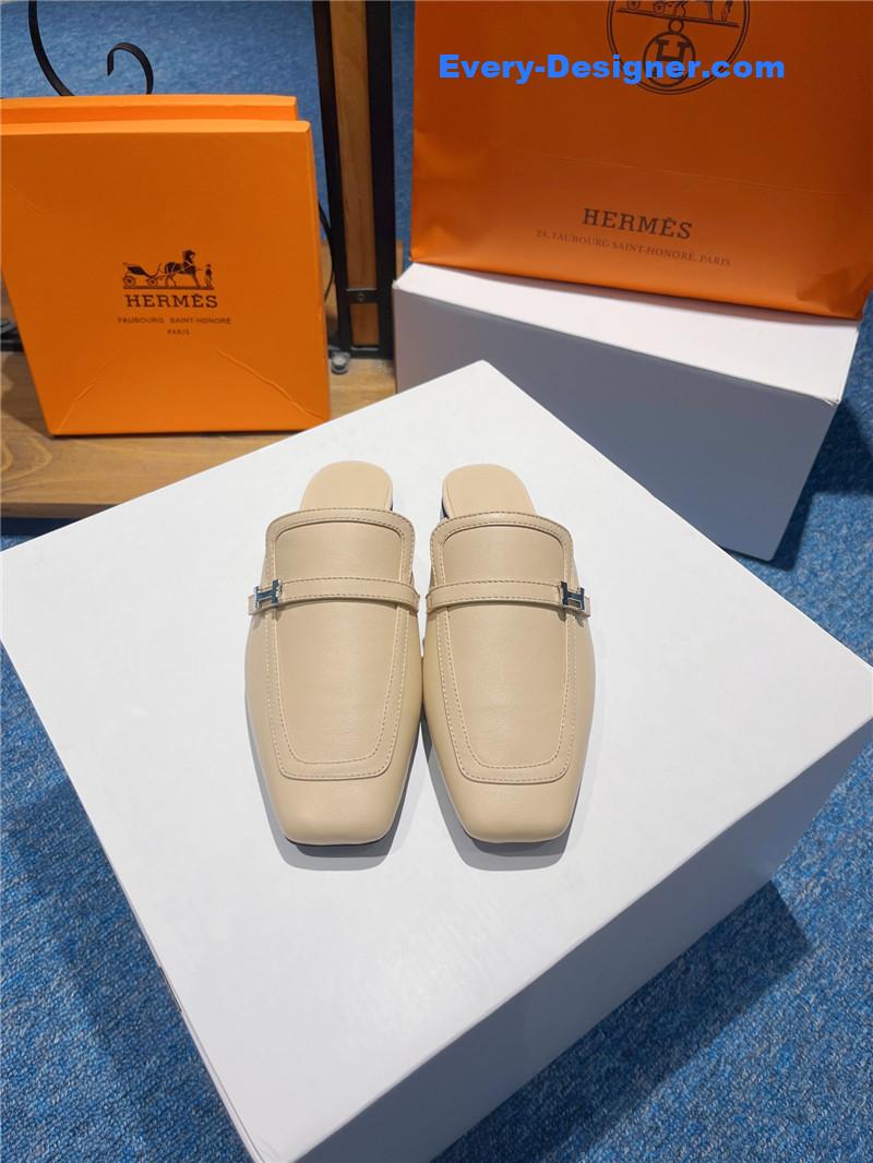H**me5 square toe h buckle mules half slippers