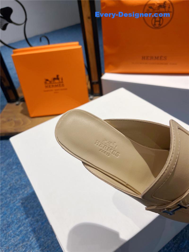 H**me5 square toe h buckle mules half slippers