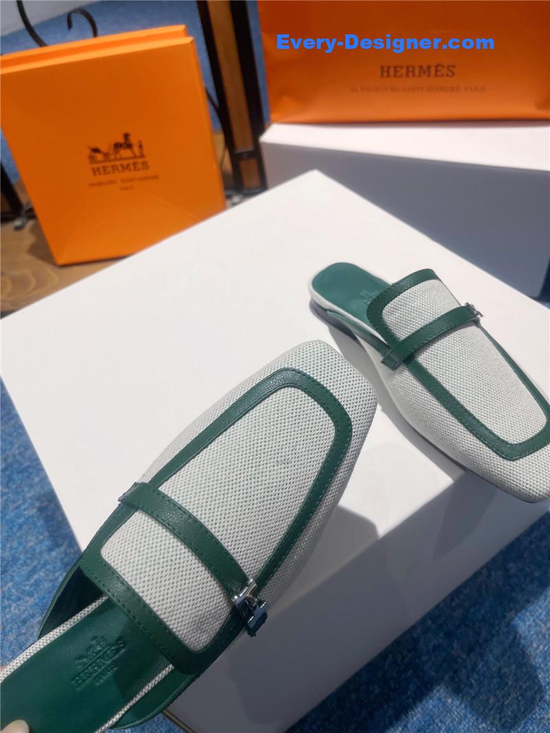 H**me5 square toe h buckle mules half slippers