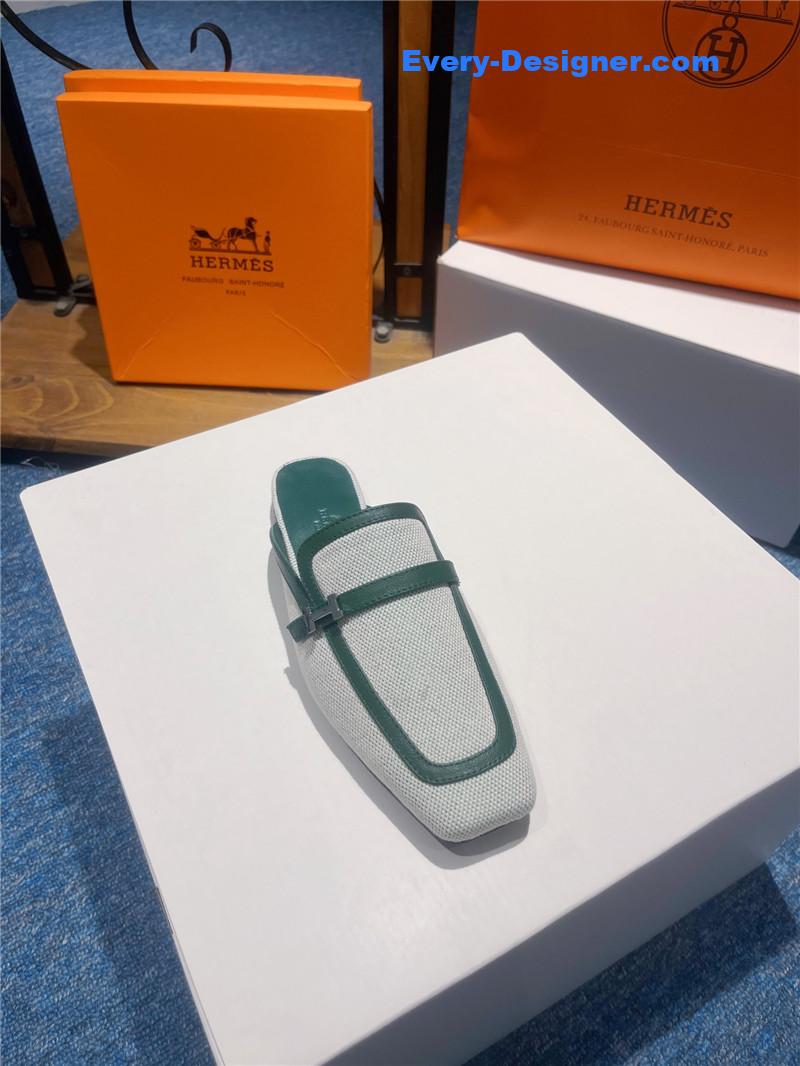 H**me5 square toe h buckle mules half slippers