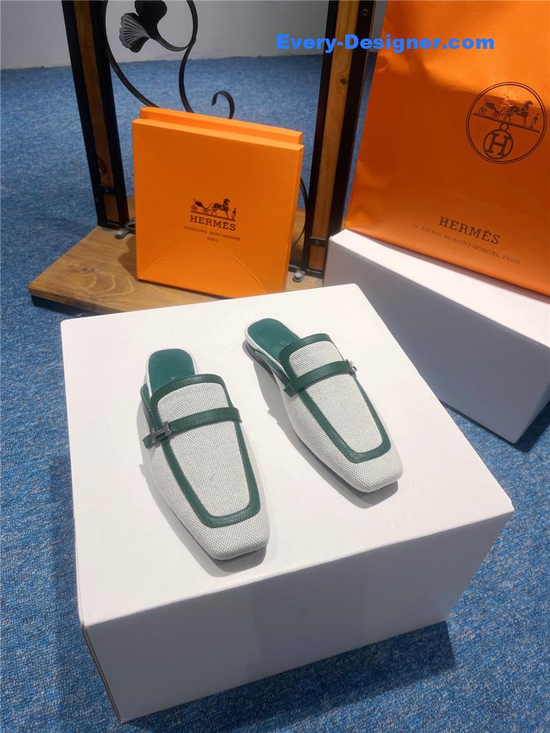 H**me5 square toe h buckle mules half slippers