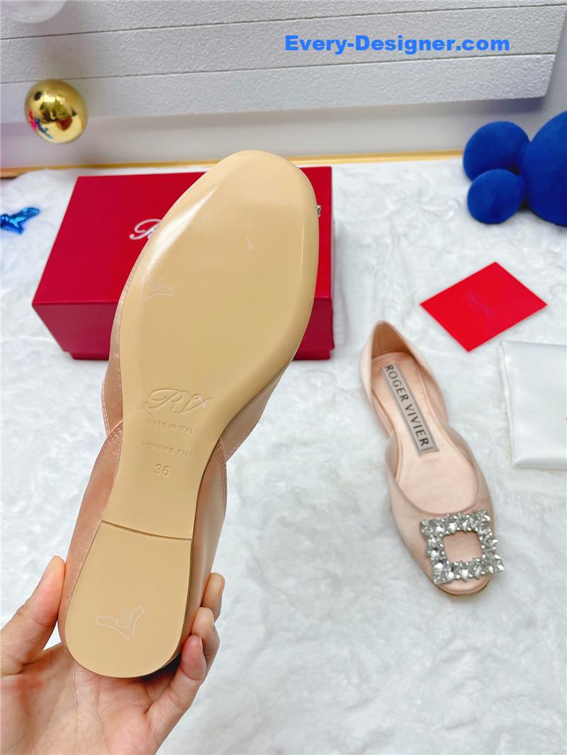 Roger vivier new rhinestone hollow ballet shoes
