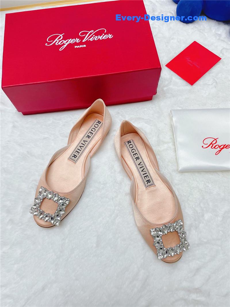 Roger vivier new rhinestone hollow ballet shoes