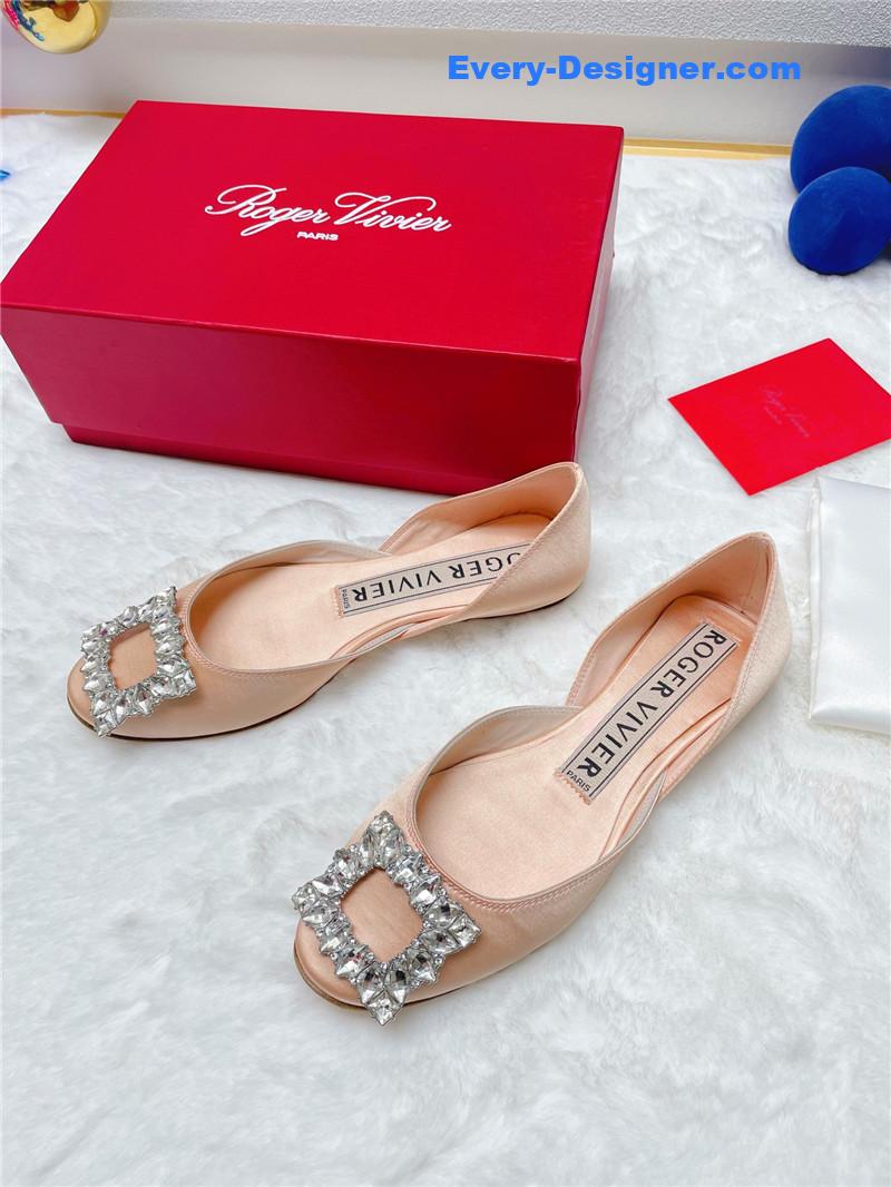 Roger vivier new rhinestone hollow ballet shoes