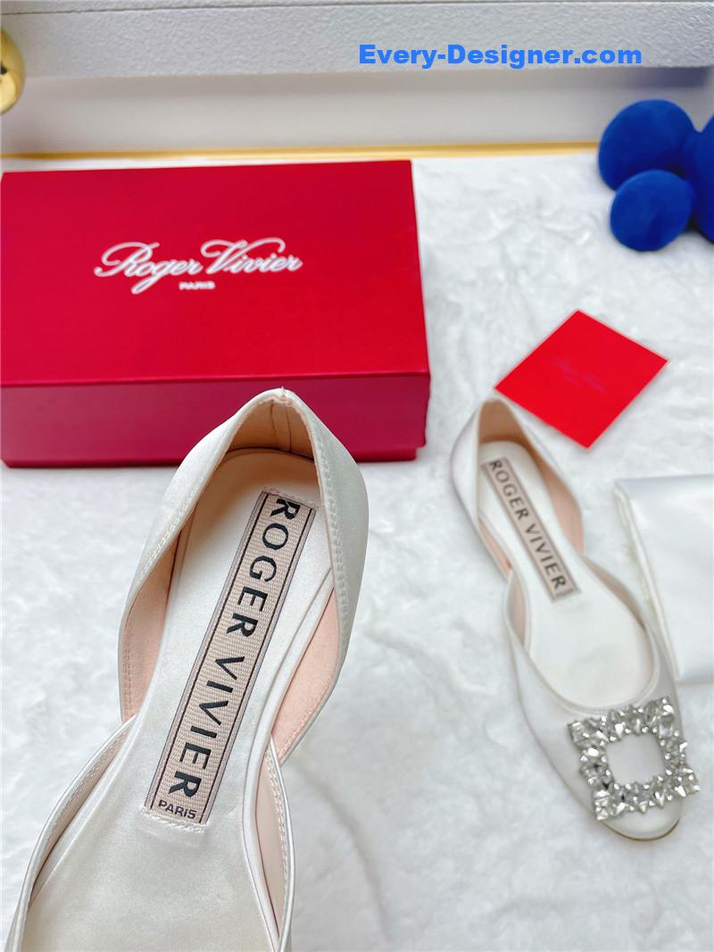 Roger vivier new rhinestone hollow ballet shoes