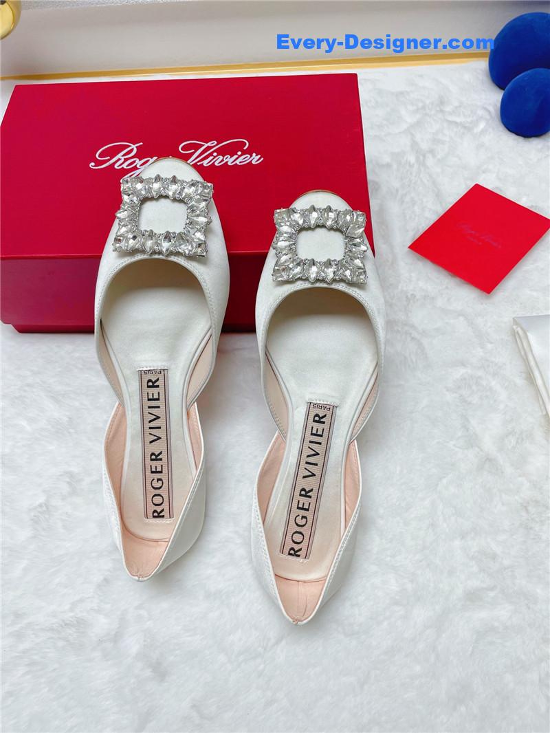 Roger vivier new rhinestone hollow ballet shoes