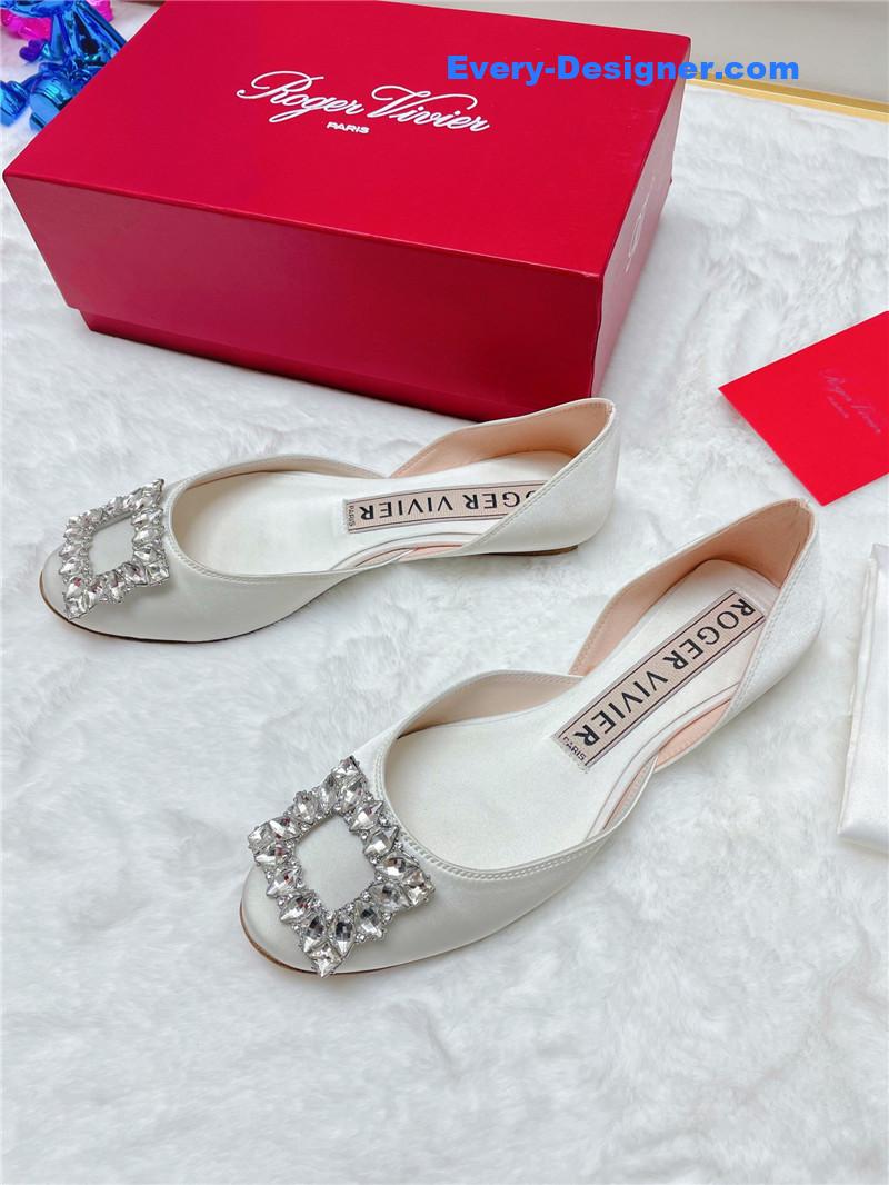 Roger vivier new rhinestone hollow ballet shoes