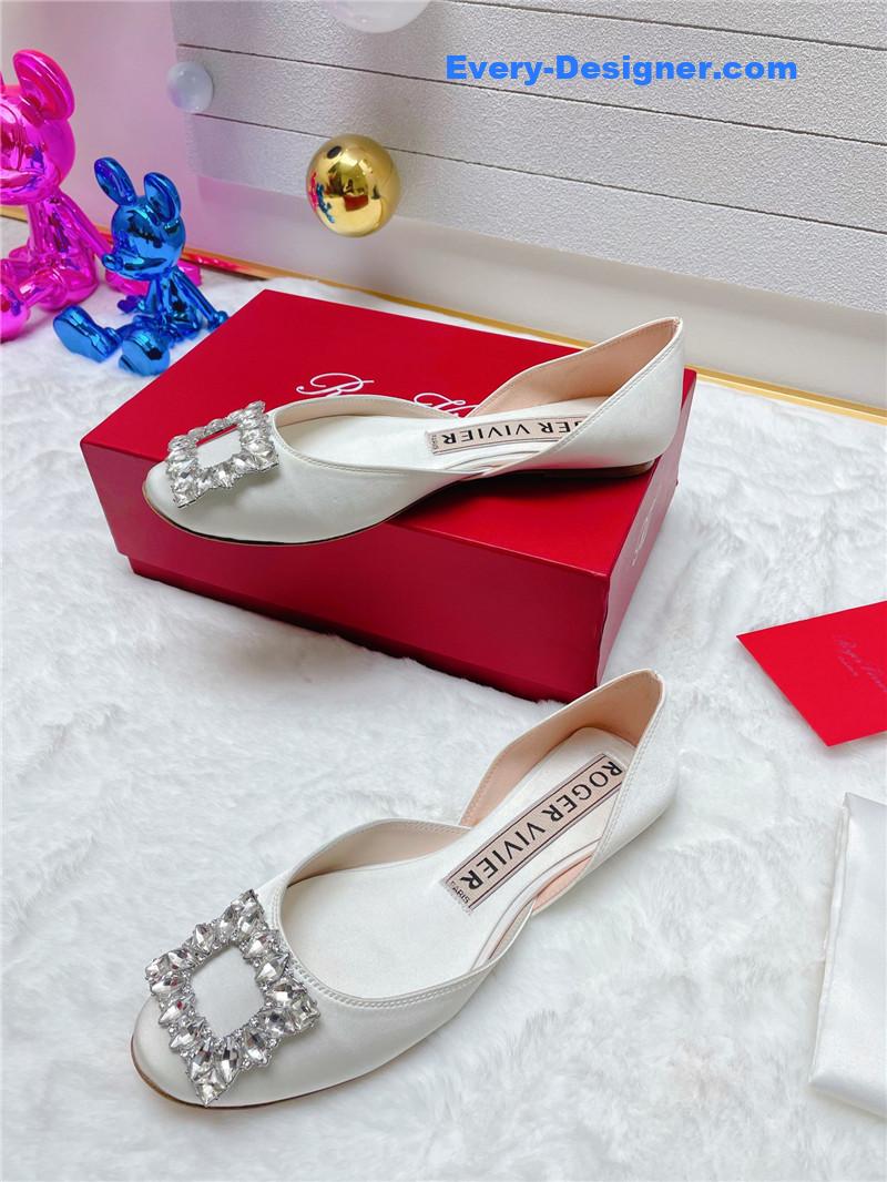 Roger vivier new rhinestone hollow ballet shoes