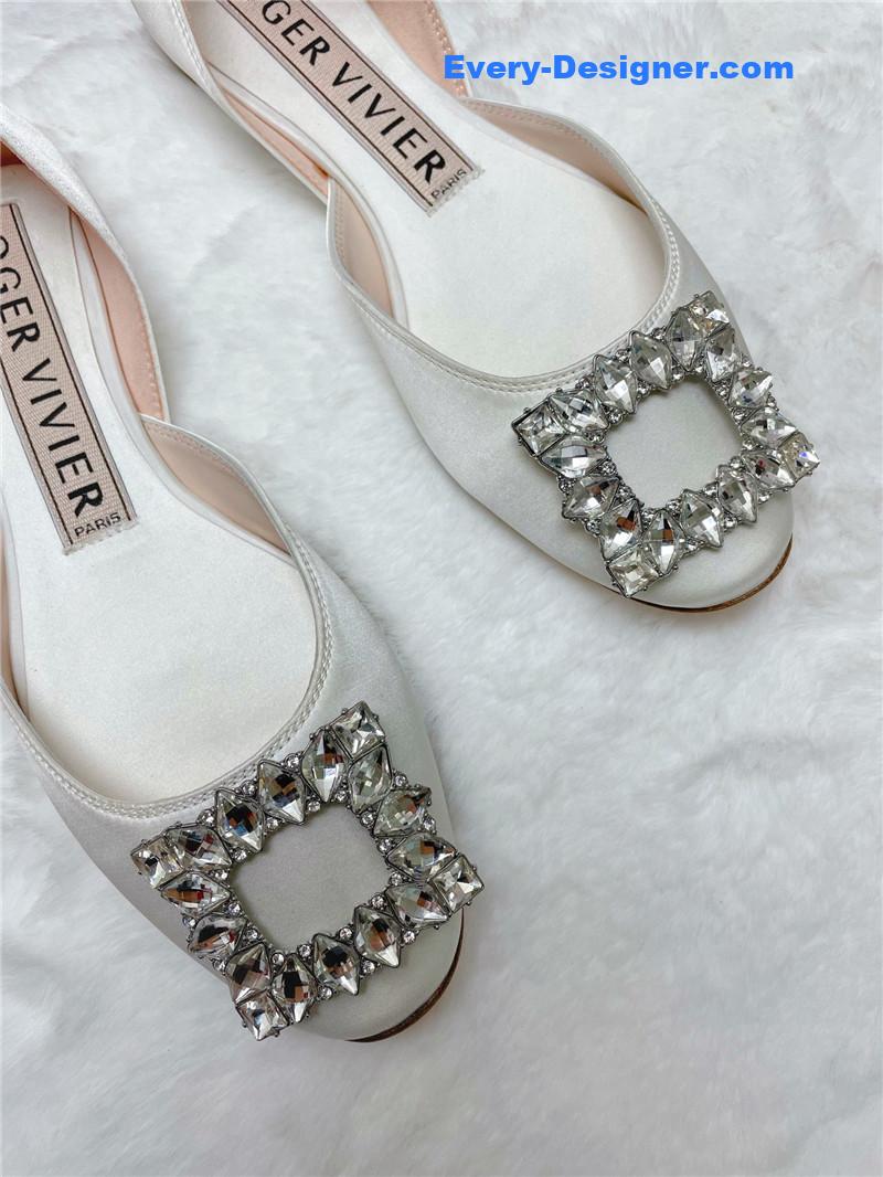 Roger vivier new rhinestone hollow ballet shoes