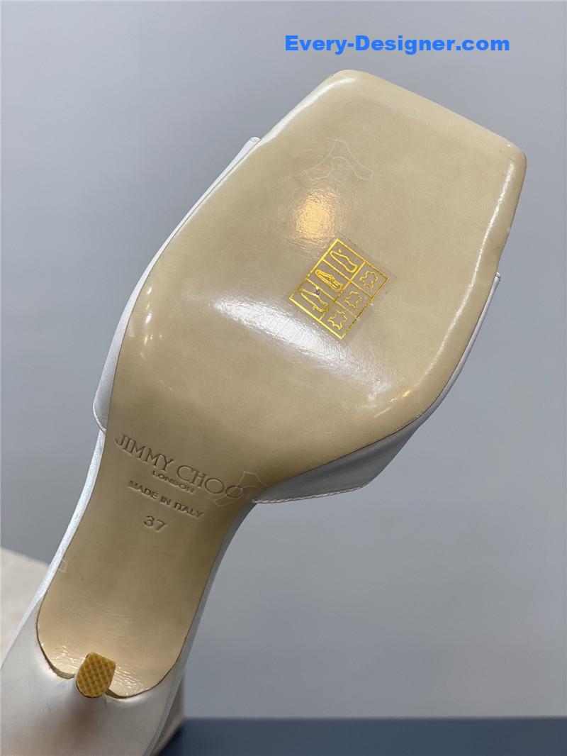 J1m*y Ch00 crystal square toe fish toe sandals